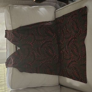 Olive green and pink floral dress